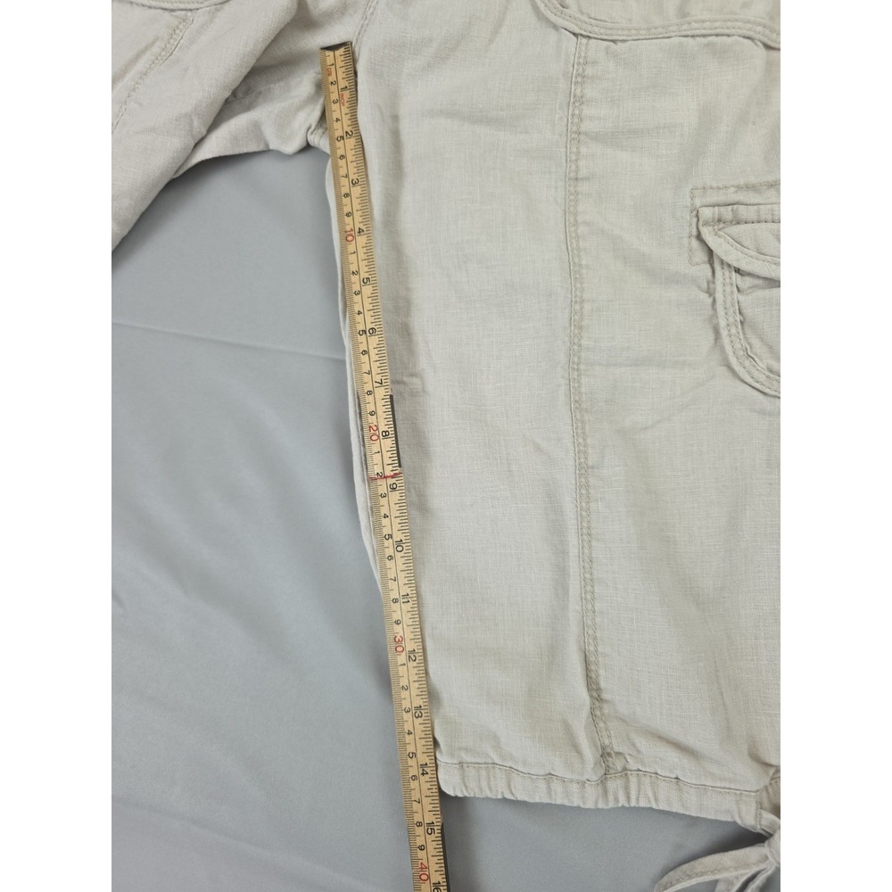 Sonoma Shorts Beige Womens 6 Linen Cotton Blend Bermuda Cargo Pockets Drawstring - Picture 9 of 14